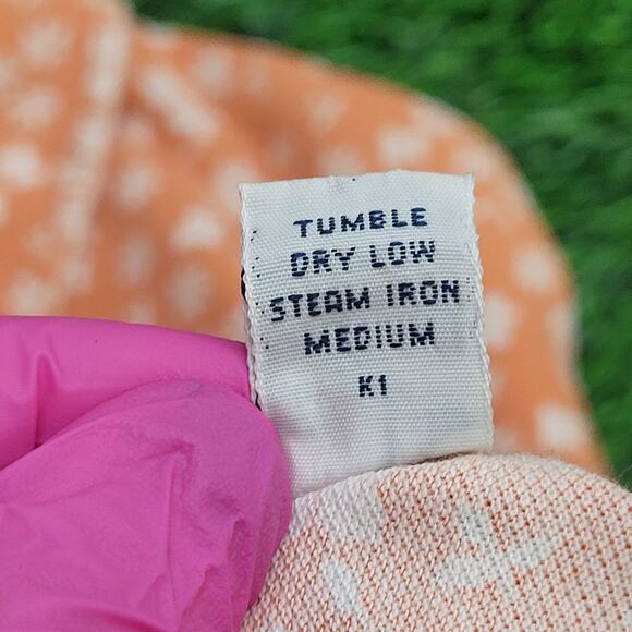 Vintage 90s Flower AOP Button Shirt Medium 20x25 Orange - Picture 6 of 12